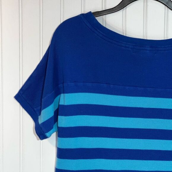 LRL Ralph Lauren Jeans Co Shirt Women Large Blue Strip Short Sleeve Pullover - Picture 7 of 9